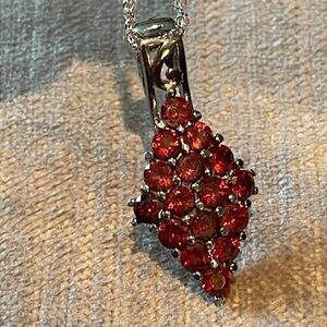 Genuine Mozambique Garnet Pendant Necklace Diamond Shaped  NWOTS